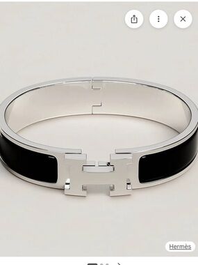 Hermès Clic H Enamel Bracelet in Black and Silver